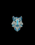 Diamond Statement Wolf Pendant with Geometric Blue Enamel Detailing