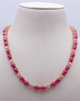 Diamond Necklace with Natural Ruby Oval Elements With Earring Set