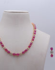 Diamond Necklace with Natural Ruby Oval Elements With Earring Set