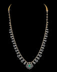 Layered Diamond Necklace with Ruby/Emerald and Pearls