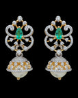 Floral Diamond Chandelier Earrings with changeble Emerald/Ruby and Pearl Drops