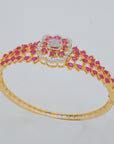 Ruby and Diamond Floral Scalloped Statement Bracelet