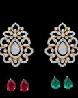 Diamond Studs with changeble natural emeralds/rubies