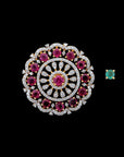 Diamond and Natural Ruby Multi-Style Pendant with Emerald Center
