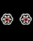 Diamond Studs with Natural Rubies