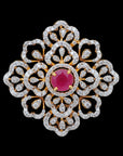 Diamond and Ruby Interchangeable Pendant with Emerald Center