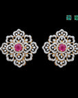 Diamond and Ruby Multi-Style Earrings with Emerald Centers