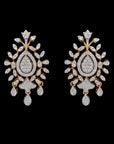 Diamond Botanical Motif Earrings with Pavé Detail