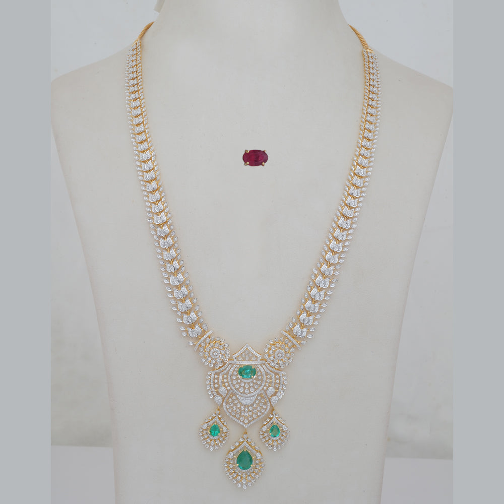 Diamond Necklace With Natural Emerald And Ruby