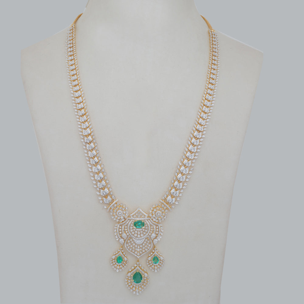 Diamond Necklace With Natural Emerald And Ruby