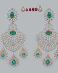 Diamond Interchangeable Earrings with Natural Emerald, Ruby and Pearl
