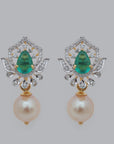 Diamond Interchangeable Earrings with Natural Emerald, Ruby and Pearl