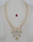 Diamond Peacock Necklace With Natural Emerald And Ruby