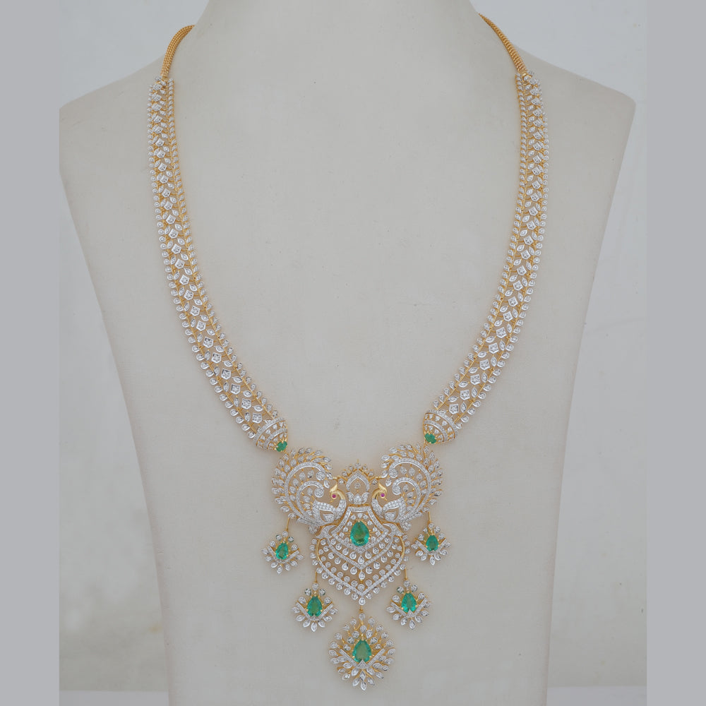 Diamond Peacock Necklace With Natural Emerald And Ruby