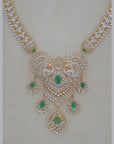 Diamond Peacock Necklace With Natural Emerald And Ruby