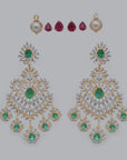 Diamond 3-in-1 Multi-Gemstone Earrings with Natural Emerald, Ruby and Pearl