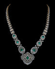 Diamond Statement Necklace Set with Natural Emerald and Ruby
