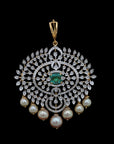 Diamond Statement Necklace Set with Natural Emerald and Ruby