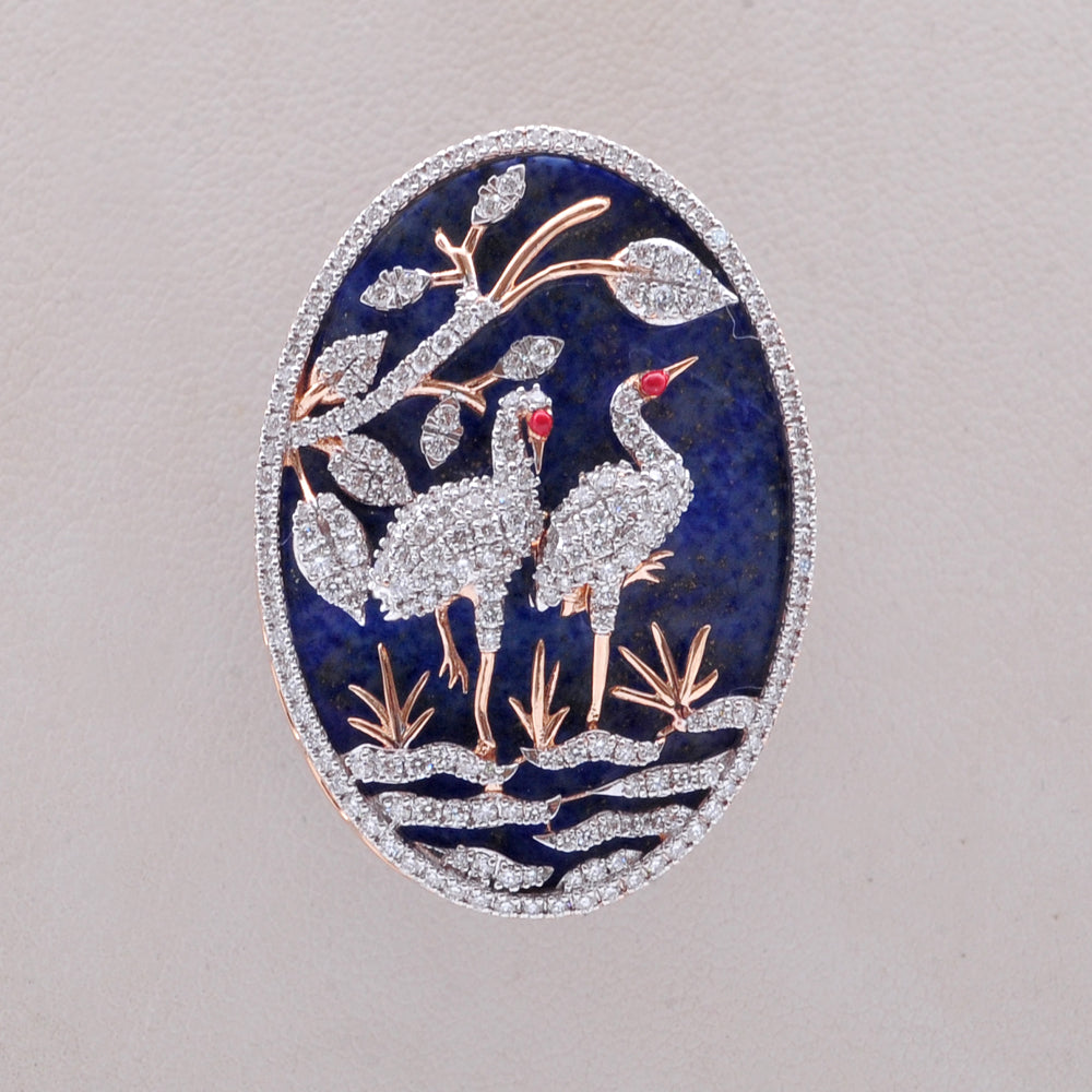 Diamond Bird Motif Brooch Pendant with natural Diamonds