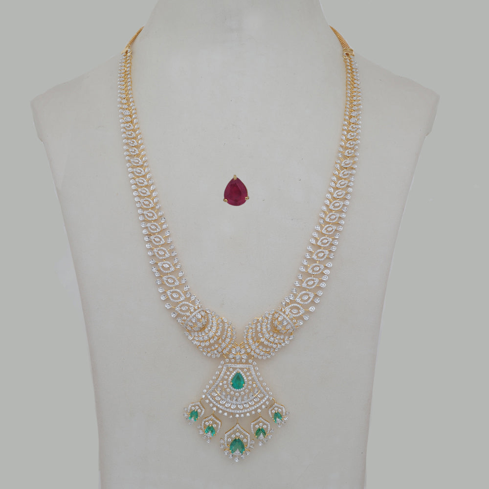 Diamond Heritage Statement Necklace Set with Natural Emerald and Ruby