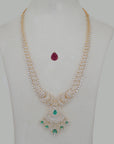 Diamond Heritage Statement Necklace Set with Natural Emerald and Ruby