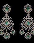 Diamond Statement Earrings with Natural Emerald, Ruby and Pearl