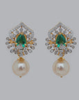 Diamond Statement Earrings with Natural Emerald, Ruby and Pearl