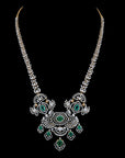 Diamond Heritage Statement Necklace Set with Natural Emerald and Ruby