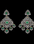 Diamond Statement Chandelier Earrings with Natural Emerald, Ruby and Pearl