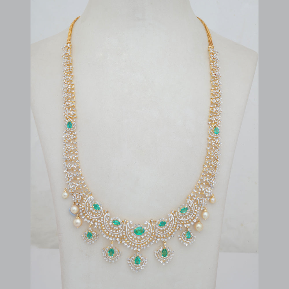 Diamond Statement Collar Necklace with Natural Emerald, Ruby and Pearl