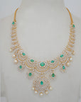 Diamond Statement Collar Necklace with Natural Emerald, Ruby and Pearl