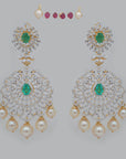Diamond Guttapusalu Style Earrings with Natural Emerald, Ruby and Pearl