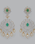 Diamond Guttapusalu Style Earrings with Natural Emerald, Ruby and Pearl