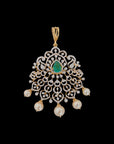 Diamond Heritage Lace Necklace with Natural Emerald, Ruby and Pearl
