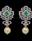 Diamond Guttapusalu Inspired Earrings with Natural Emerald, Ruby and Pearl