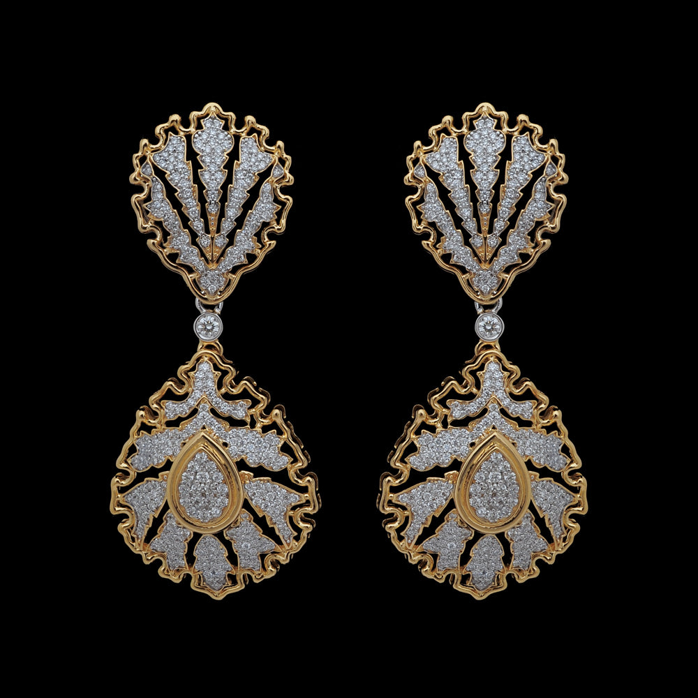 Diamond Peacock Motif Necklace with Natural Diamonds With Earring Set