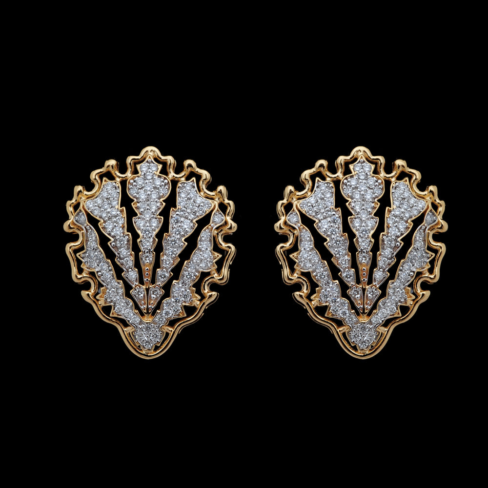 Diamond Peacock Motif Necklace with Natural Diamonds With Earring Set