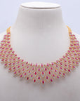 Diamond Necklace with Natural Ruby Drops With Earring Set