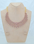 Diamond Necklace with Natural Ruby Drops With Earring Set