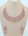 Diamond Necklace with Natural Ruby Drops With Earring Set