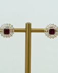 Diamond Stud Earrings with Natural Rubies