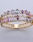 Diamond Statement Bracelet with Natural Multi Colored Sapphires