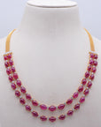 Diamond Three-Row Necklace with Natural Rubies