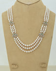 Diamond Pearl Necklace with Natural Emeralds And Rubies