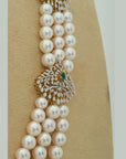 Diamond Pearl Necklace with Natural Emeralds And Rubies