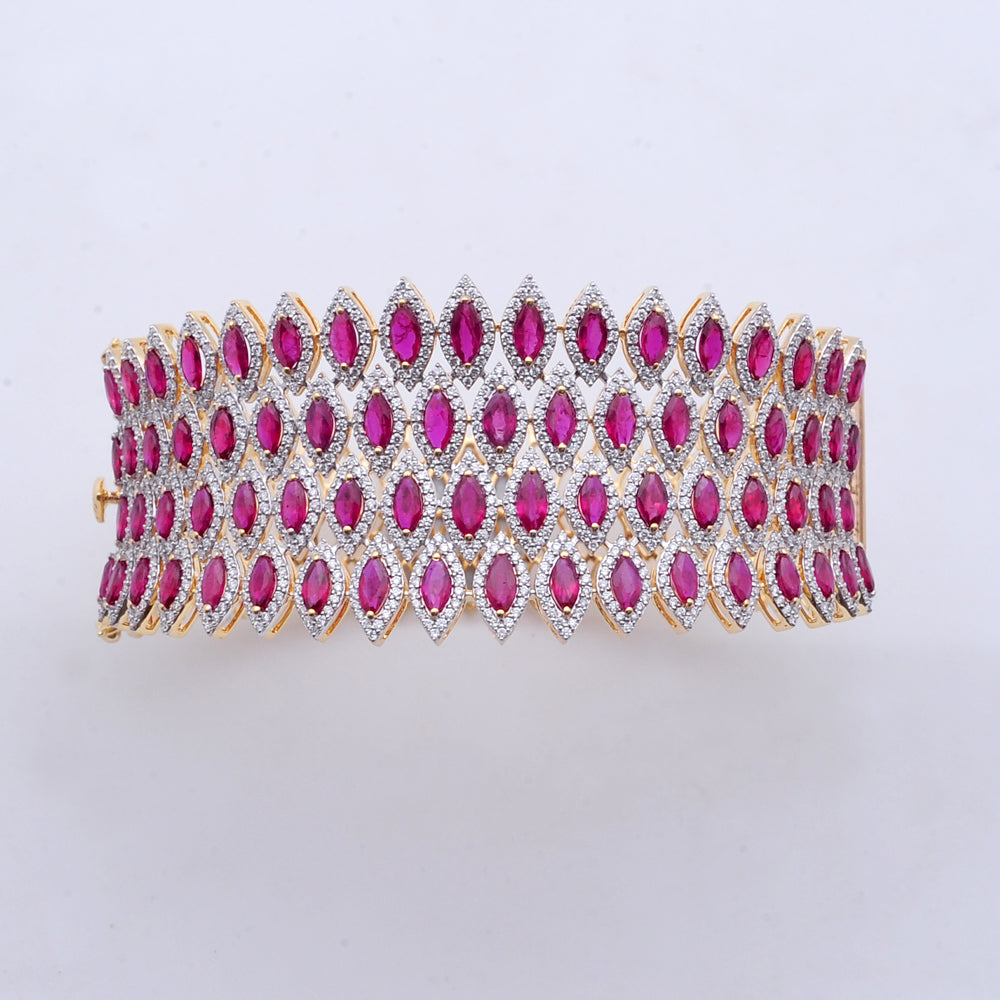 Diamond Cuff Bracelet with Natural Rubies