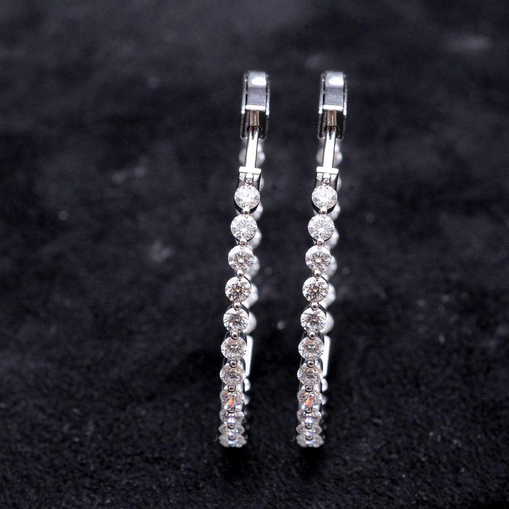 Diamond Hoop Earrings with Natural Round Diamonds