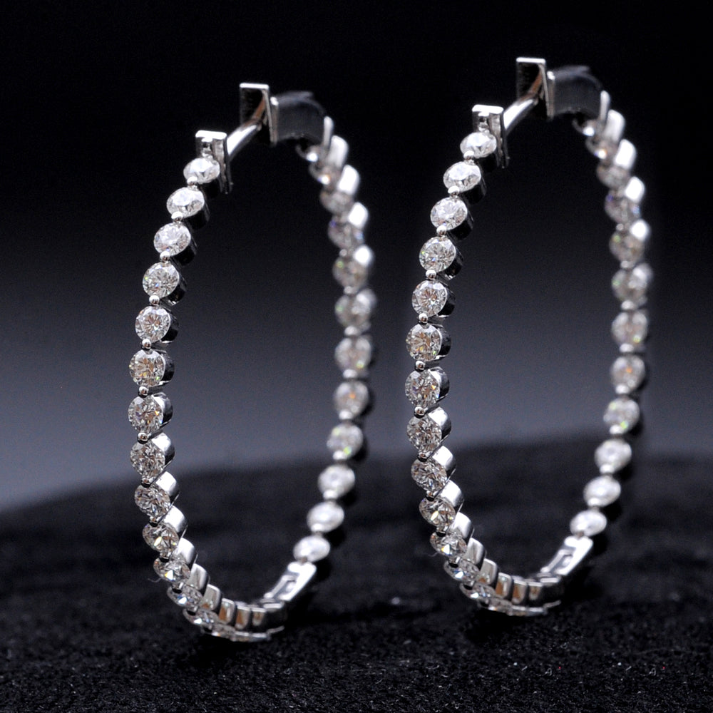 Diamond Hoop Earrings with Natural Round Diamonds