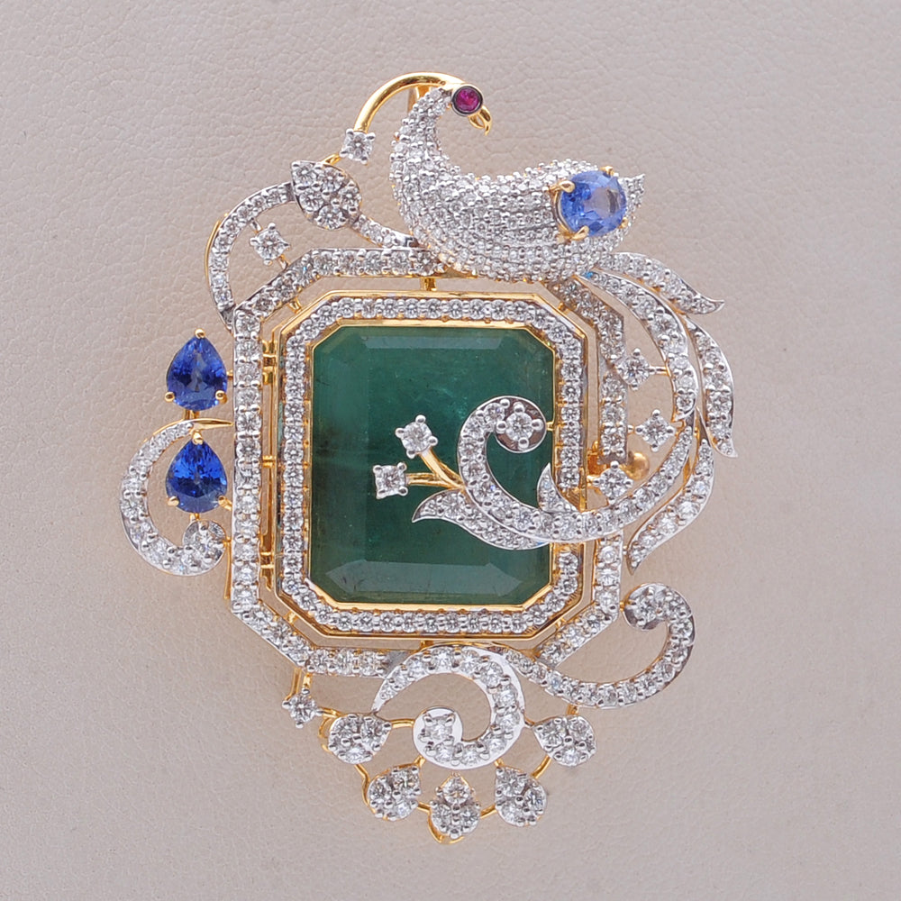Pearl Necklace with Diamond Pendant and Interchangeable Emerald, Ruby, Sapphire and Tanzanite