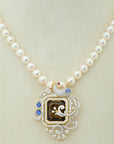 Pearl Necklace with Diamond Pendant and Interchangeable Emerald, Ruby, Sapphire and Tanzanite